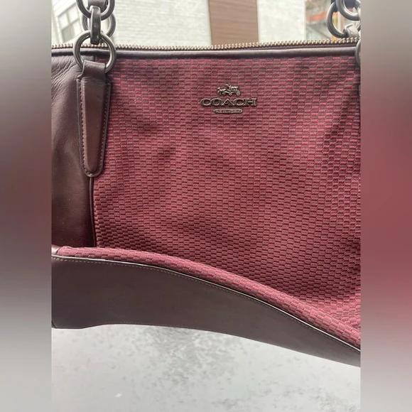Coach Burgundy and Brown Tote Bag - Picture 6 of 12
